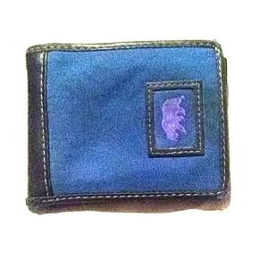 Bifold Wallet w/ Blue Cali Bear & Leather Accents